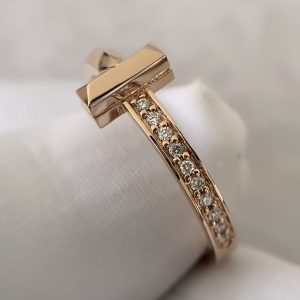 Custom Tiffany T T1 Ring in Rose Gold with Diamonds