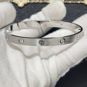 Custom 18k gold Cartier LOVE Bracelet Classic Model Brushed 4 Diamonds