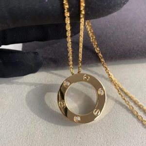 Custom Solid 18k Gold Cartier Jewelry LOVE Pendant 3 Diamonds