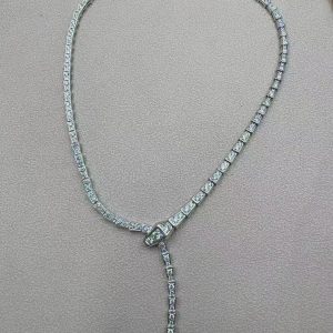 Custom Solid 18k Gold Bulgari Jewelry Serpenti Viper Necklace Set with Full Pavé Diamonds
