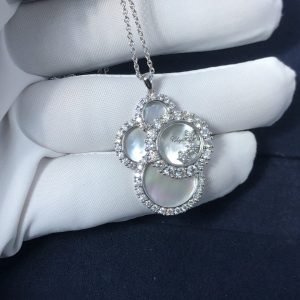 Custom Solid 18k Gold Chopard Jewelry Happy Dream Joaillerie Pendant Pearlescent Mother-of-pearl and Diamonds