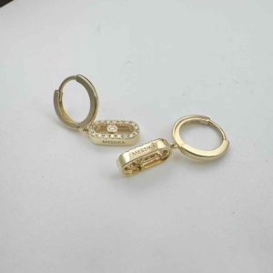Custom 18k gold Messika Move Uno Hoop Earrings