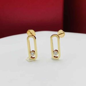 Custom 18k gold Messika Move Uno Diamond Earrings