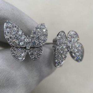 Custom Solid 18k Gold Van Cleef & Arpels Jewelry Two Butterfly Between the Finger Ring