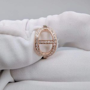 Custom Solid 18k Gold Hermes Jewelry Chaine d’ancre Contour Ring Medium