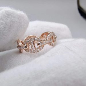 Custom Solid 18k Gold Hermes Jewelry Chaine d'ancre Enchainee Ring Small Model