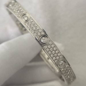 custom 18k gold Cartier LOVE Bracelet Classic Model Paved 10 Diamonds