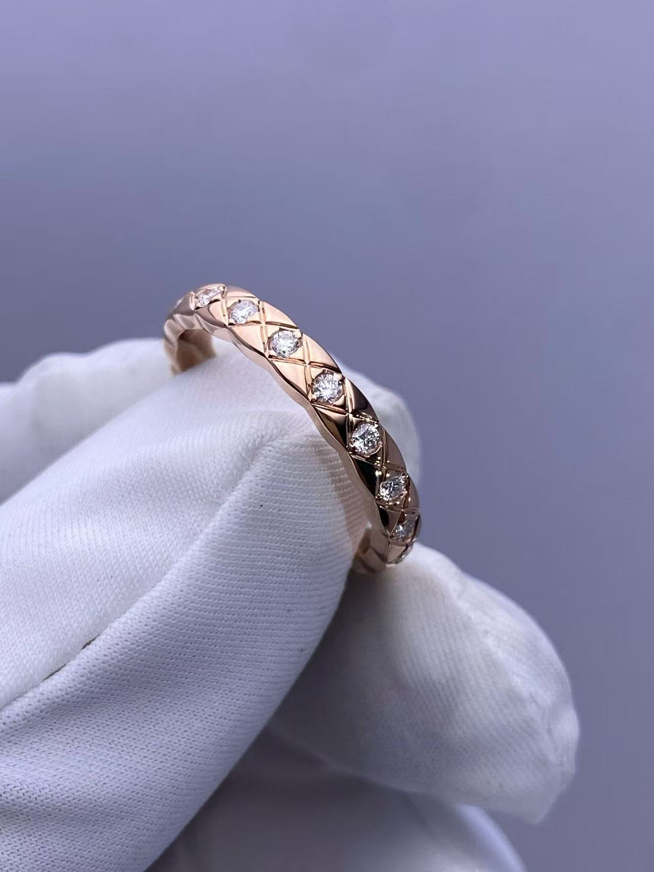 Custom Chanel Coco Crush Ring Quilted Motif Mini Version Diamonds