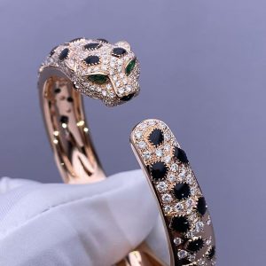 Custom solid 18k Gold cartier jewelry Panthère de cartier Bracelet Medium Model Half-Paved